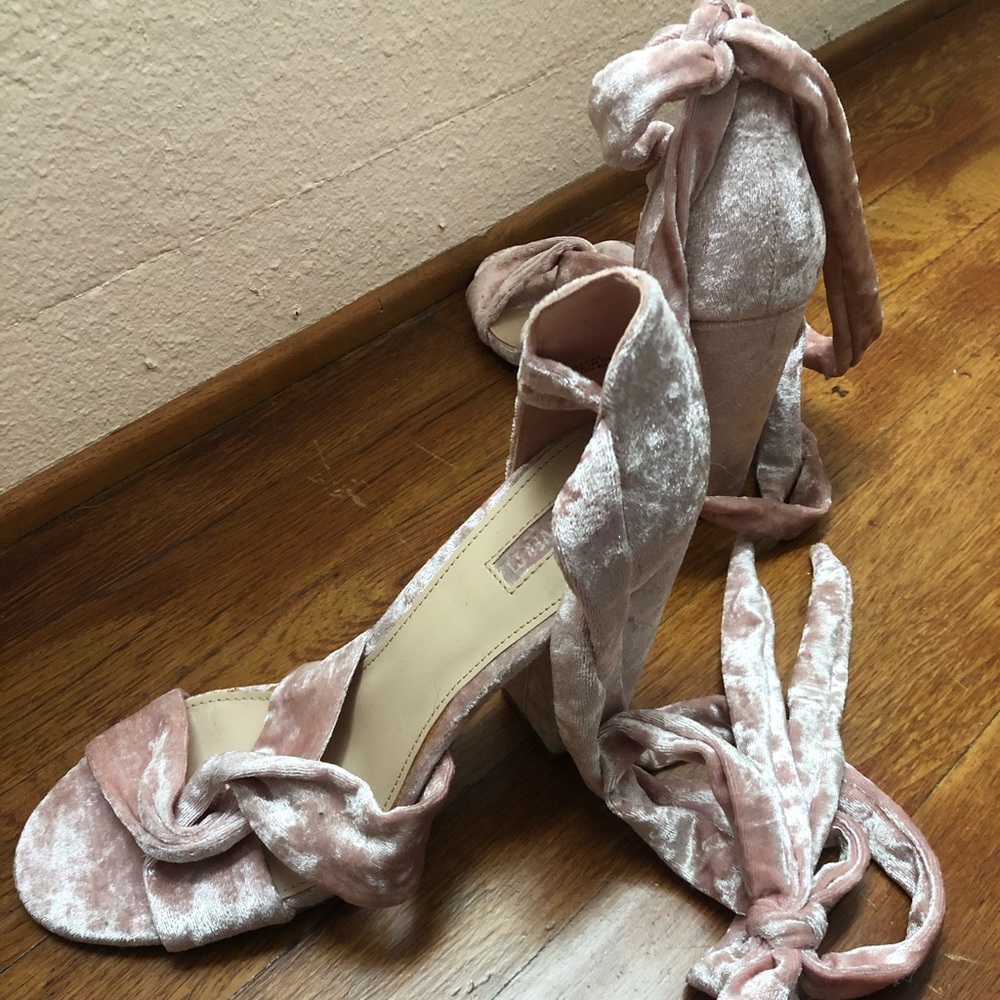 Pink lace up heels